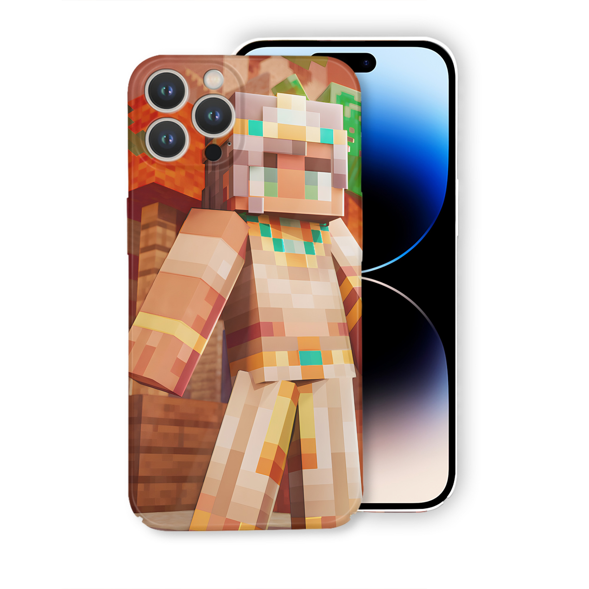 （画像用） マインクラフト ブロックの世界 Minecraft MC Block world 【iPhone 14シリーズ対応】ハードケース